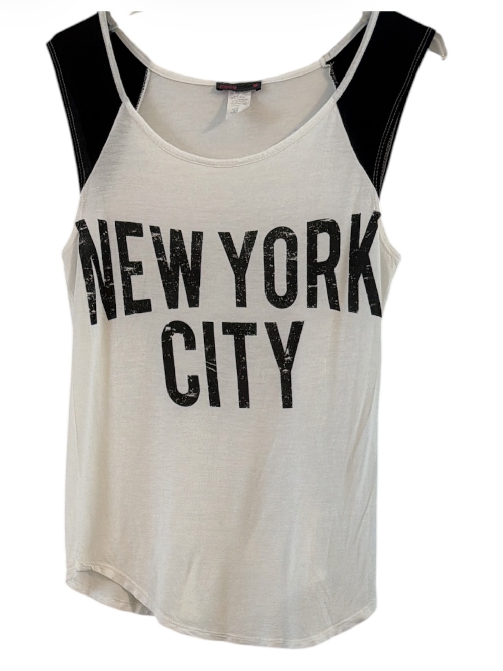 Vintage Joyce Leslie Made in USA Black White Colorblock NYC Graphic Tank M